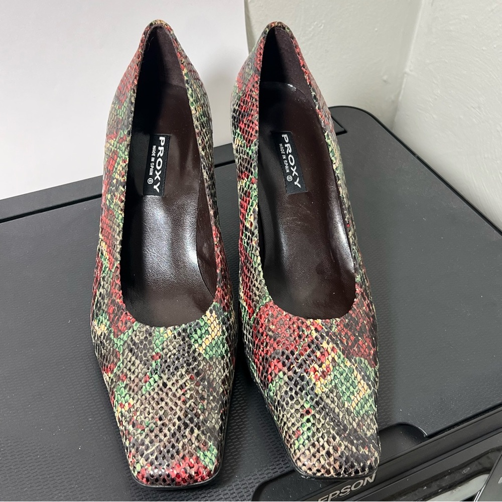 Proxy High Heel Pump Leather Square Toe
